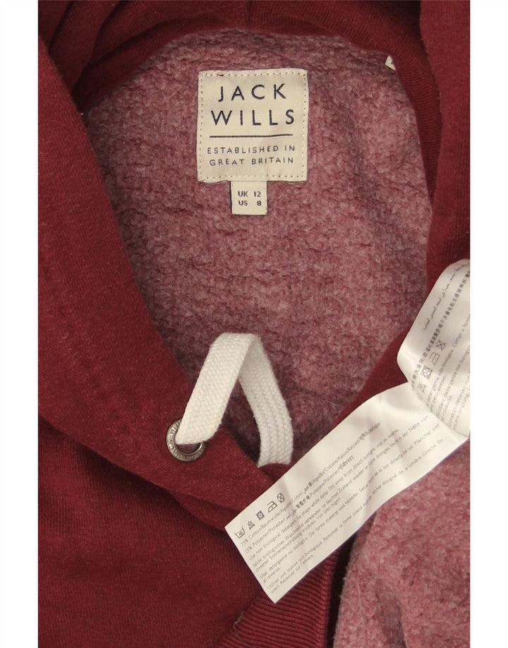 Damski sweter z kapturem i grafiką JACK WILLS UK 12, średnia, bordowa bawełna