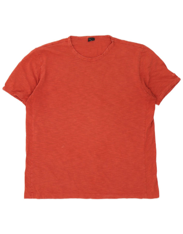 Męski T-shirt Hugo Boss Slim Fit Top 2XL Pomarańczowa bawełniana nakrapiana