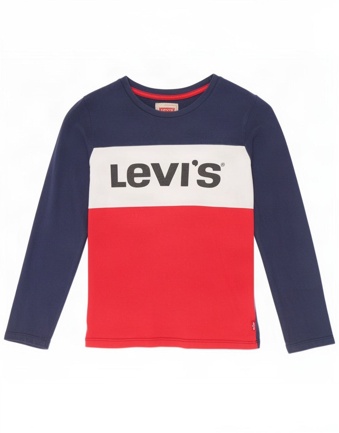 Chłopięcy top z grafiką Levi's z długim rękawem 9-10 lat, granatowy, z blokami kolorów