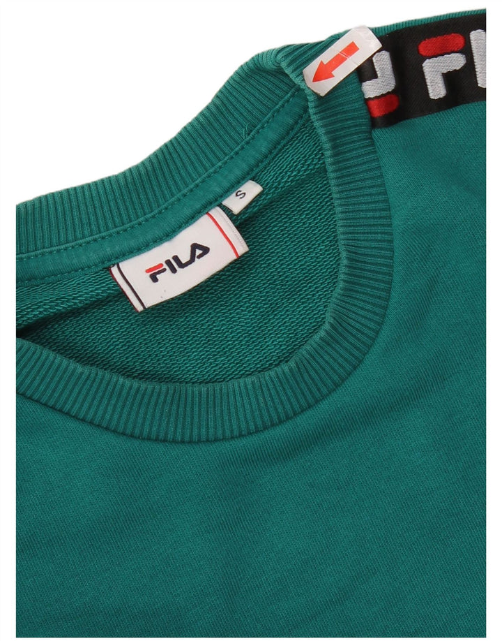 Męska bluza z grafiką Fila, mała, zielona bawełna