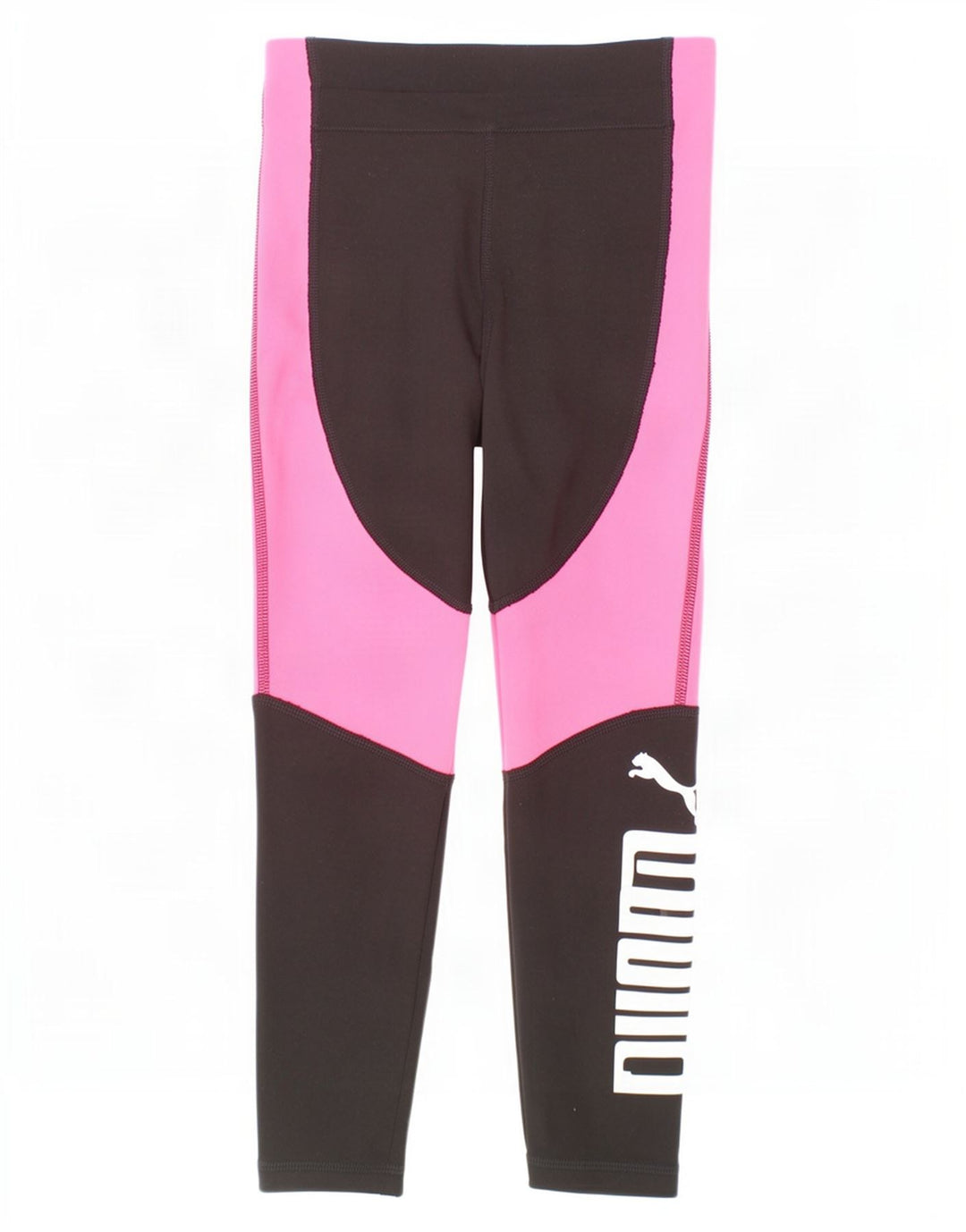 Dziewczęce legginsy Capri z grafiką Puma 7-8 lat, czarny poliester z blokami kolorów