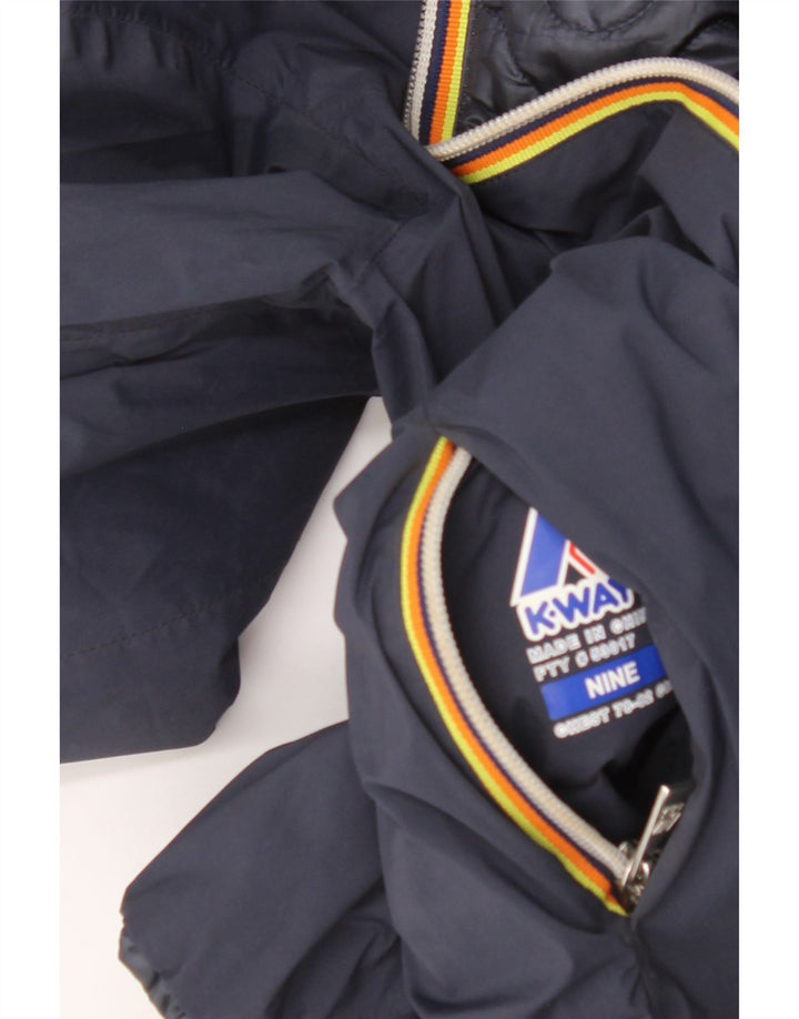 K-WAY Boys Hooded Reversible Jacket 8-9 Years Navy Blue Vintage K-Way and Second-Hand K-Way from Messina Hembry 