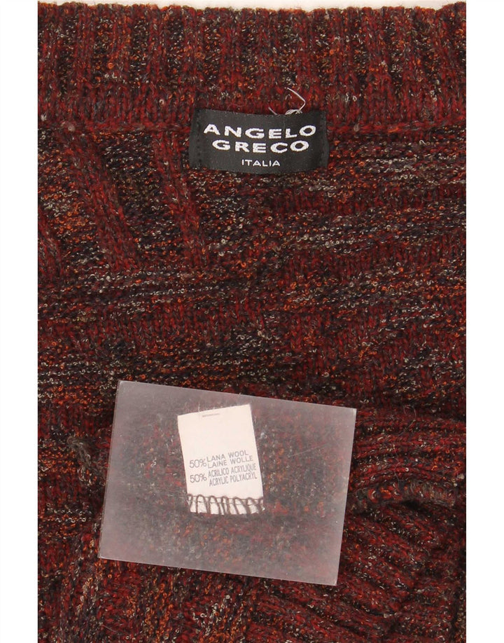 Męski sweter rozpinany Angelo Greco, duży, bordowy, nakrapiany wełniany