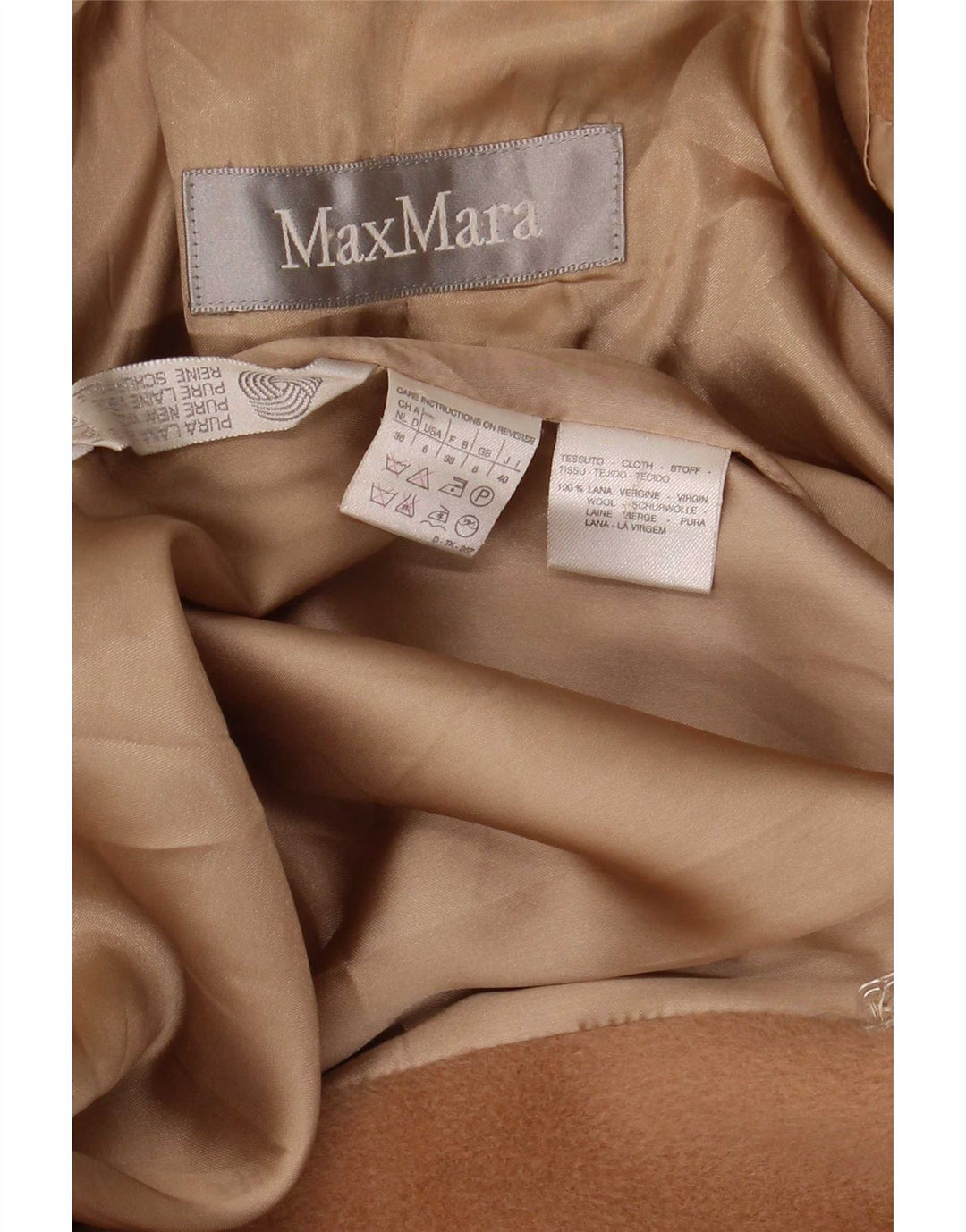 Max Mara Damski płaszcz oversize z podwójnymi piersiami UK 8 Small Beżowa wełna