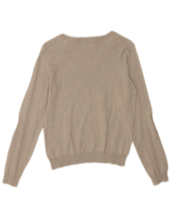 Damski sweter Zara z dekoltem w szpic, UK 14, duży, szary, bawełniany