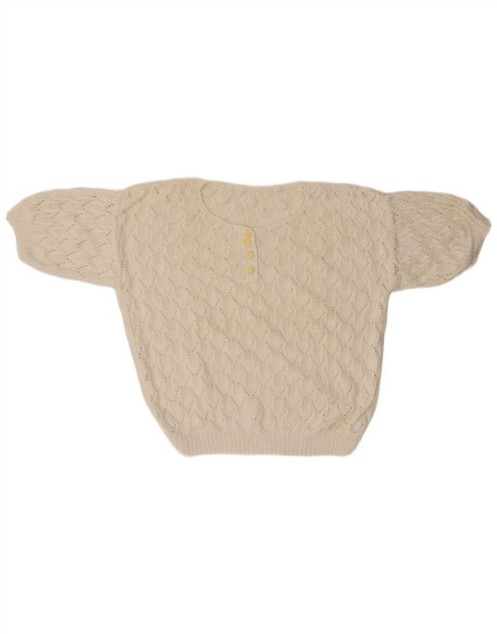 Damski sweter oversize VINTAGE z okrągłym dekoltem UK 18 XL, biały