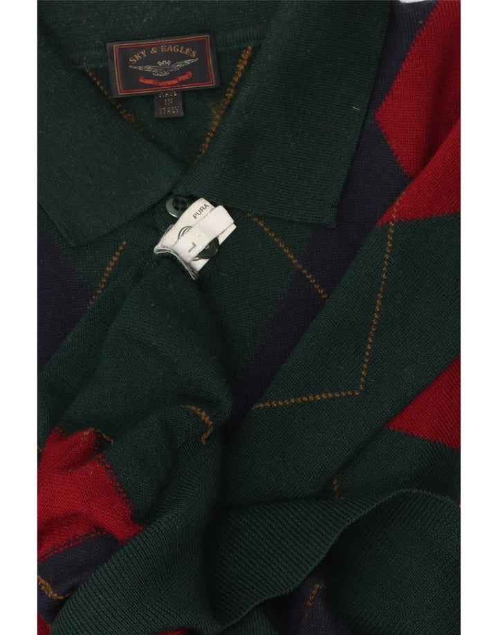 Męski sweter polo Sky & Eagle, duży, zielony Argyle/diament