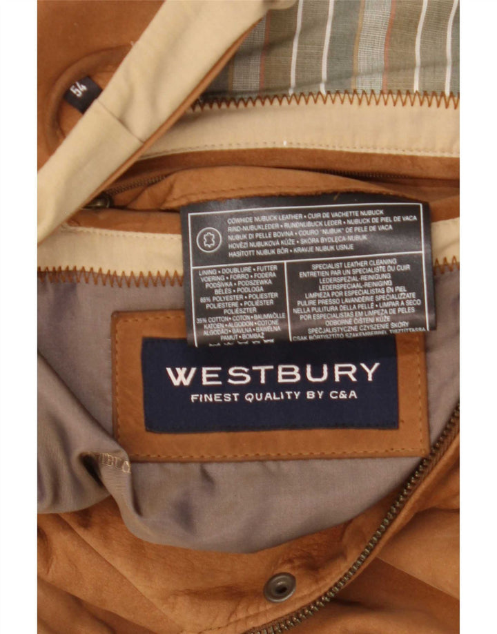 WESTBURY Męska zamszowa kurtka bomber IT 54 2XL Beżowa skóra
