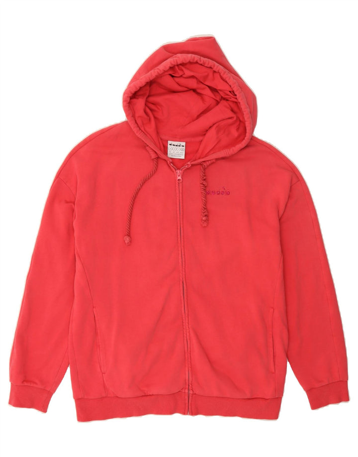 DIADORA Mens Zip Hoodie Sweater Medium Red Cotton Vintage Diadora and Second-Hand Diadora from Messina Hembry 