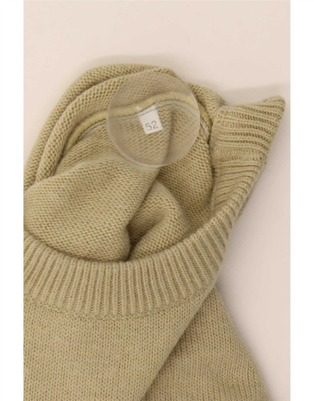 Vintage męski sweter z okrągłym dekoltem IT 52 duża beżowa wełna