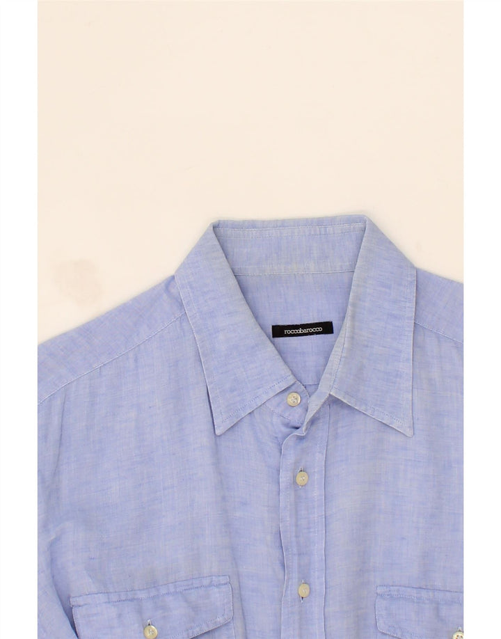 ROCCOBAROCCO Mens Shirt XL Blue Vintage Roccobarocco and Second-Hand Roccobarocco from Messina Hembry 