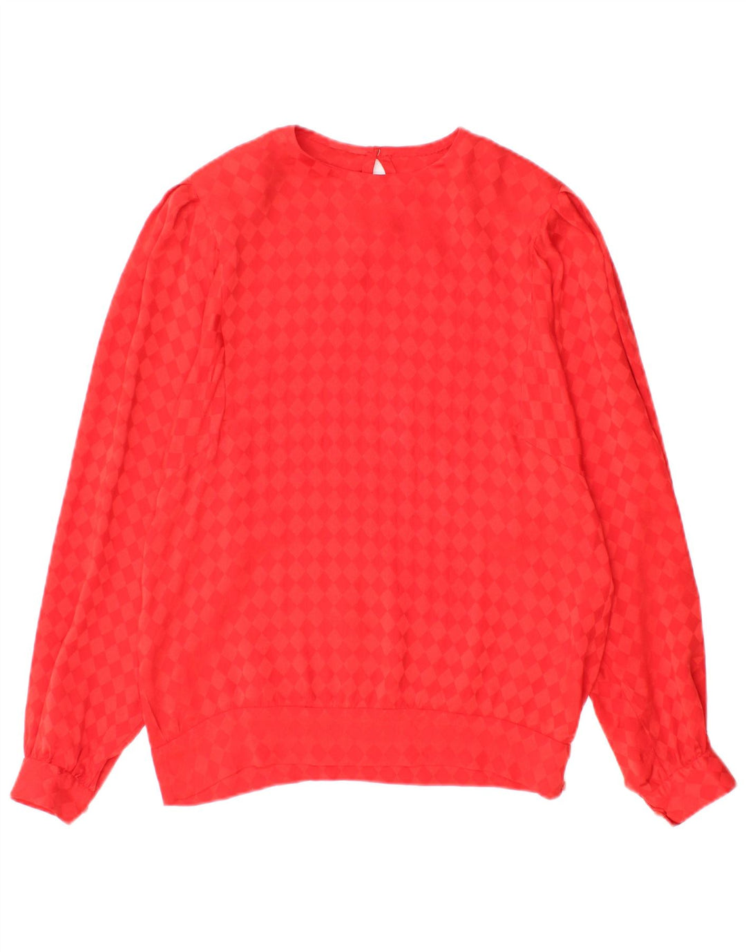 Damska bluzka z długim rękawem w stylu vintage, UK 12, średnia czerwień Argyle/Diament