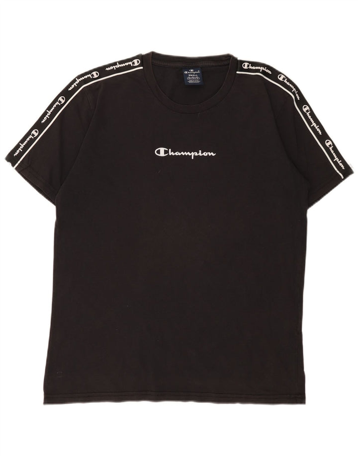 Męski T-shirt Champion z grafiką, mały, czarny, bawełniany