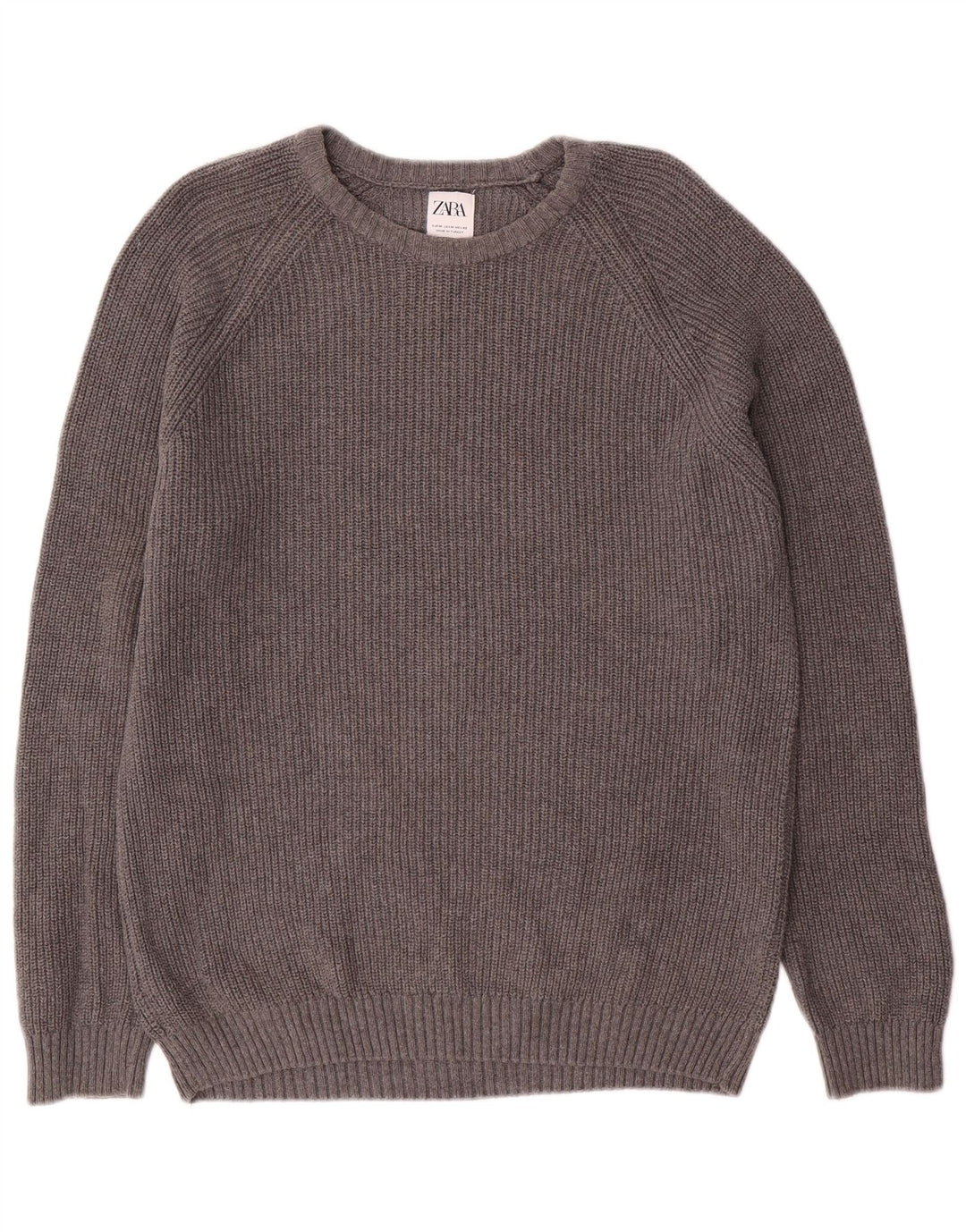 Męski sweter z dekoltem w łódkę Zara Średni szary, bawełniany