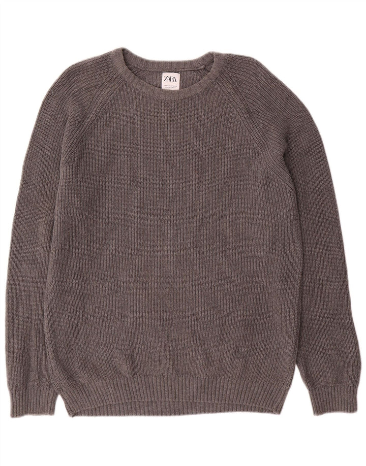 Męski sweter z dekoltem w łódkę Zara Średni szary, bawełniany