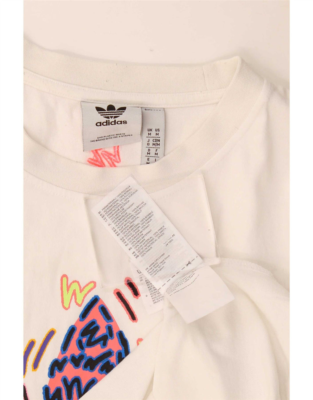 Męska koszulka z grafiką Adidas, średnia, biała bawełna