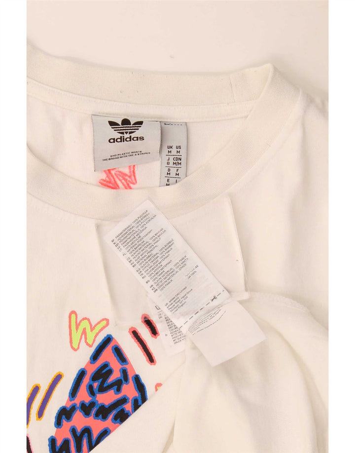 Męska koszulka z grafiką Adidas, średnia, biała bawełna