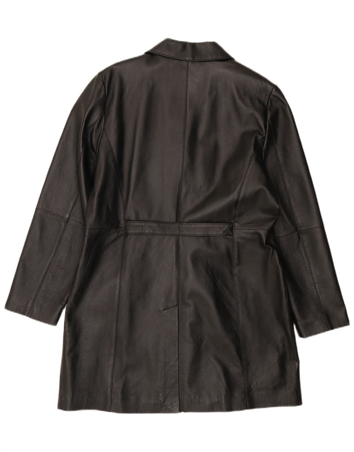 Vintage damski płaszcz skórzany UK 18 XL czarna skóra