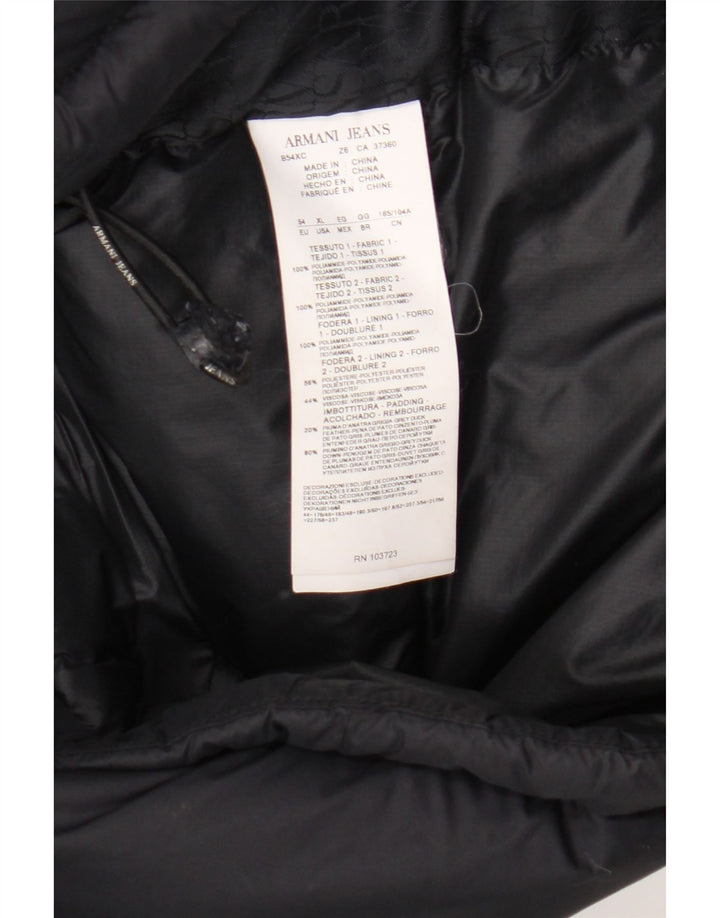 Męska ocieplana kurtka z kapturem Armani Jeans EU 54 XL, czarny poliamid
