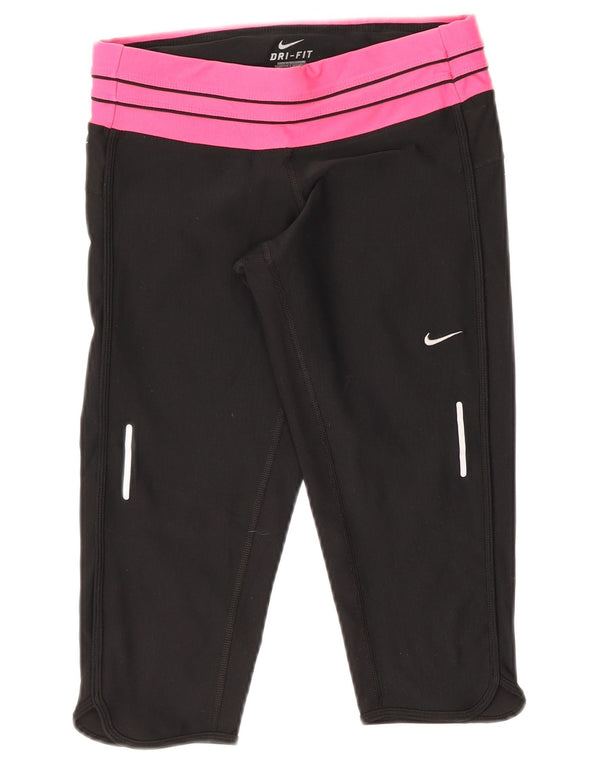 Damskie legginsy Nike Dri Fit Capri UK 8, małe, czarne, z blokami kolorów