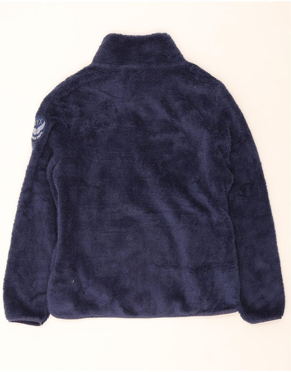 AVIREX Womens Fleece Jacket UK 14 Medium Navy Blue Polyester