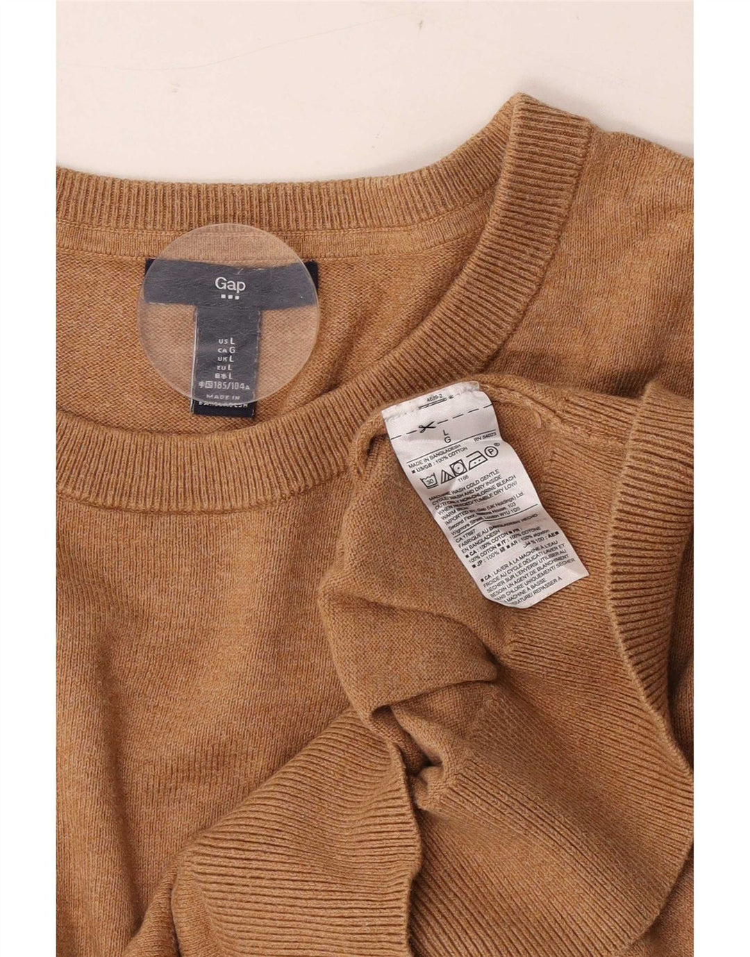 Męski sweter Gap z okrągłym dekoltem, duży, brązowy, bawełniany