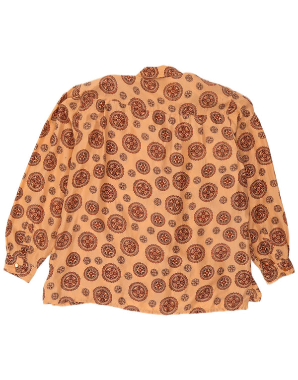 Damska bluzka koszulowa oversize w stylu vintage UK 16, duża, pomarańczowa, jedwabna w kwiaty