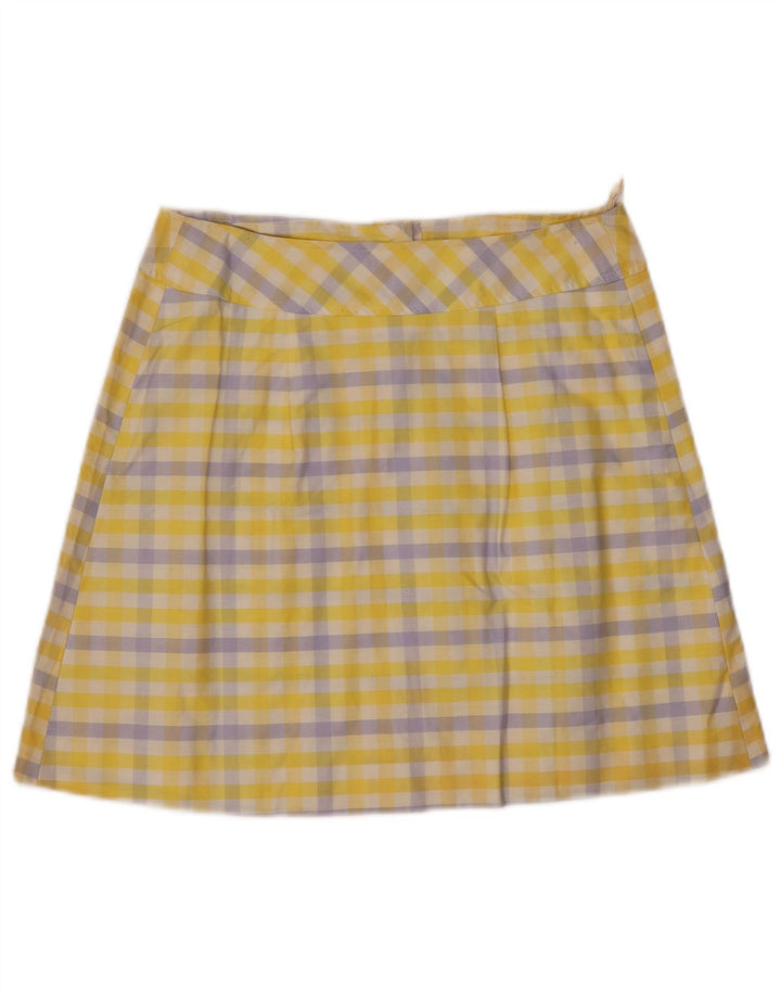 Damska spódniczka mini vintage IT 44 Medium W27 Żółta kratka