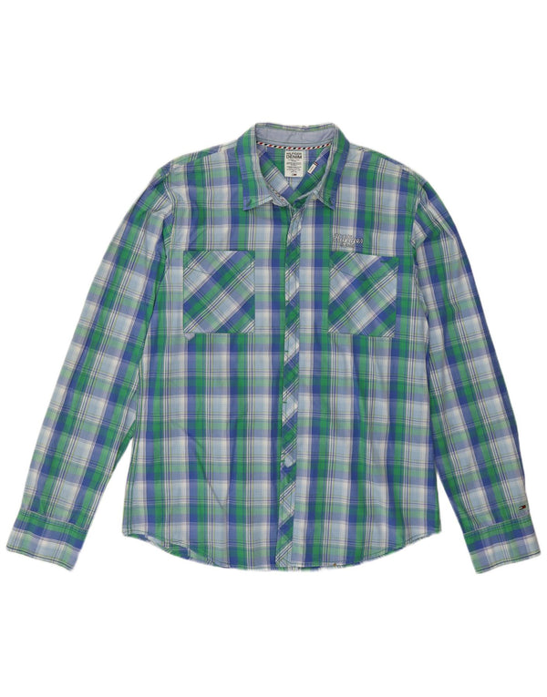 Tommy Hilfiger Mens Shirt XL Green Check Cotton