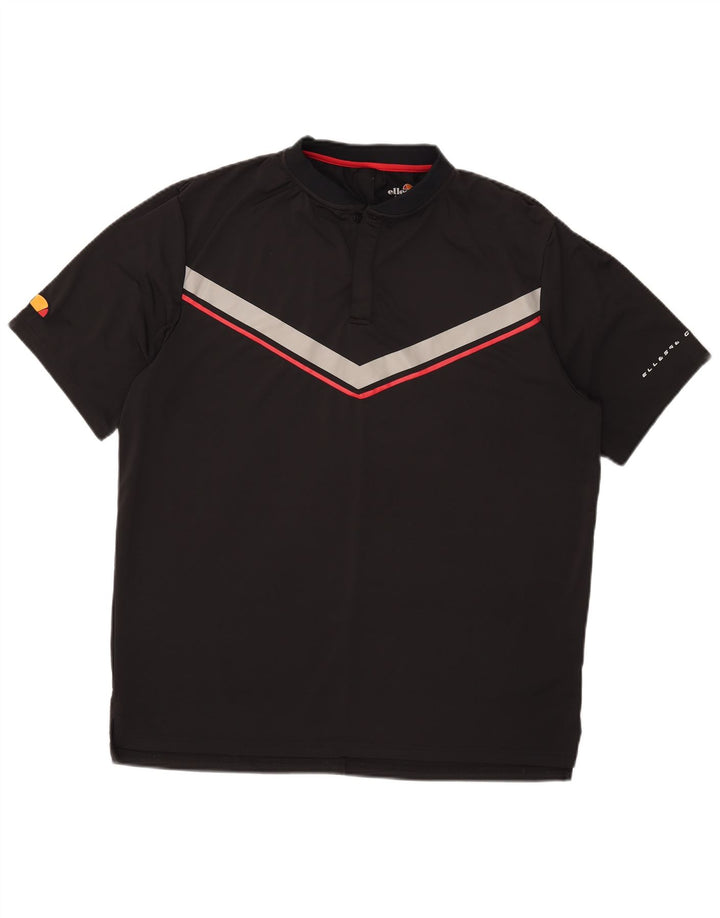 Męska koszulka polo Ellesse 2XL Czarny poliester z blokami kolorów