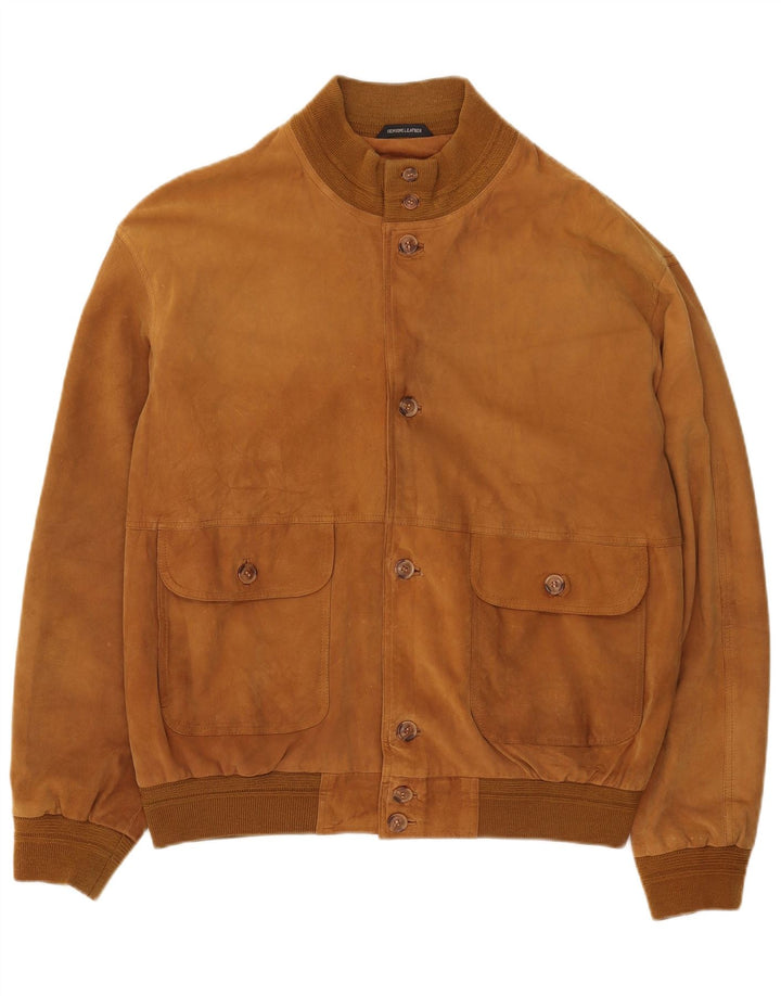 Vintage męska zamszowa kurtka bomber IT 56 3XL brązowa skóra
