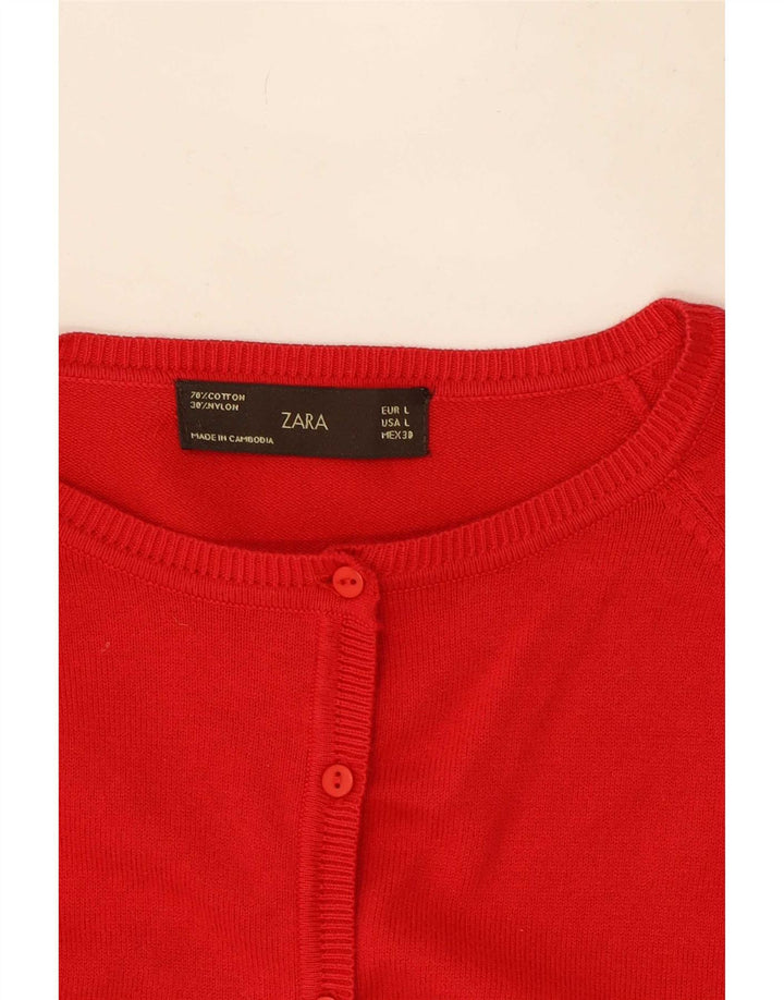 Sweter damski Zara Cardigan UK 14, duży, czerwony, bawełniany