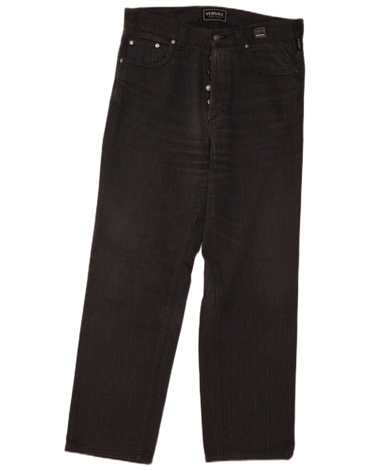 Męskie proste dżinsy VERSACE W36 L30 Szara jodełka