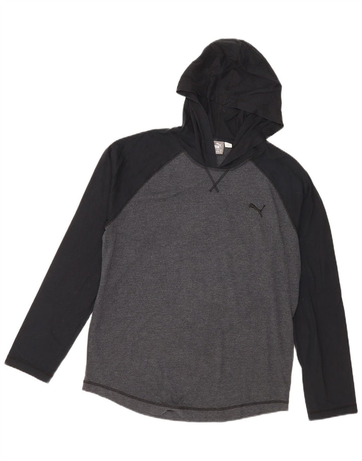 Męska koszulka z kapturem Puma z długim rękawem, bawełniana w kolorze średniej szarości
