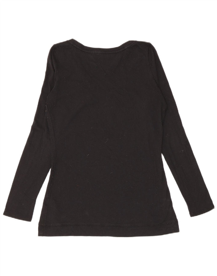 Damski top z długim rękawem Tommy Hilfiger UK 12, średni czarny, bawełniany