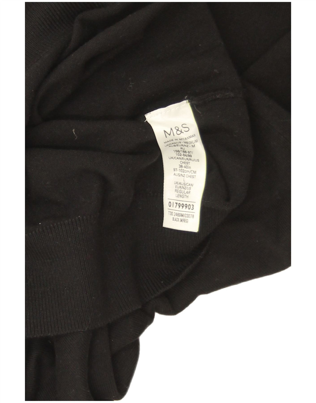 Marks & Spencer Damski sweter z golfem UK 14, średni czarny, bawełniany