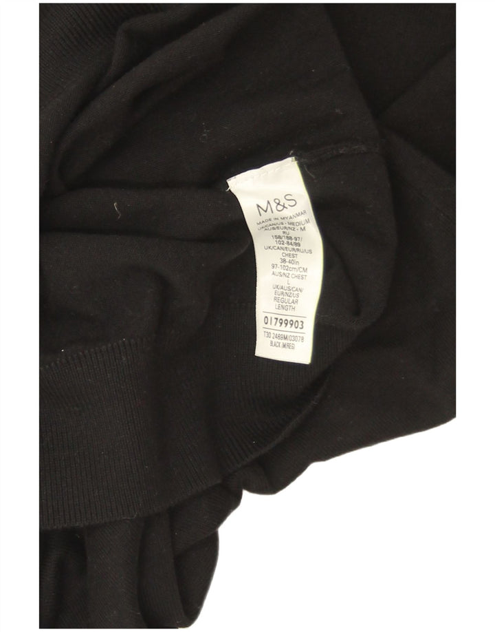 Marks & Spencer Damski sweter z golfem UK 14, średni czarny, bawełniany