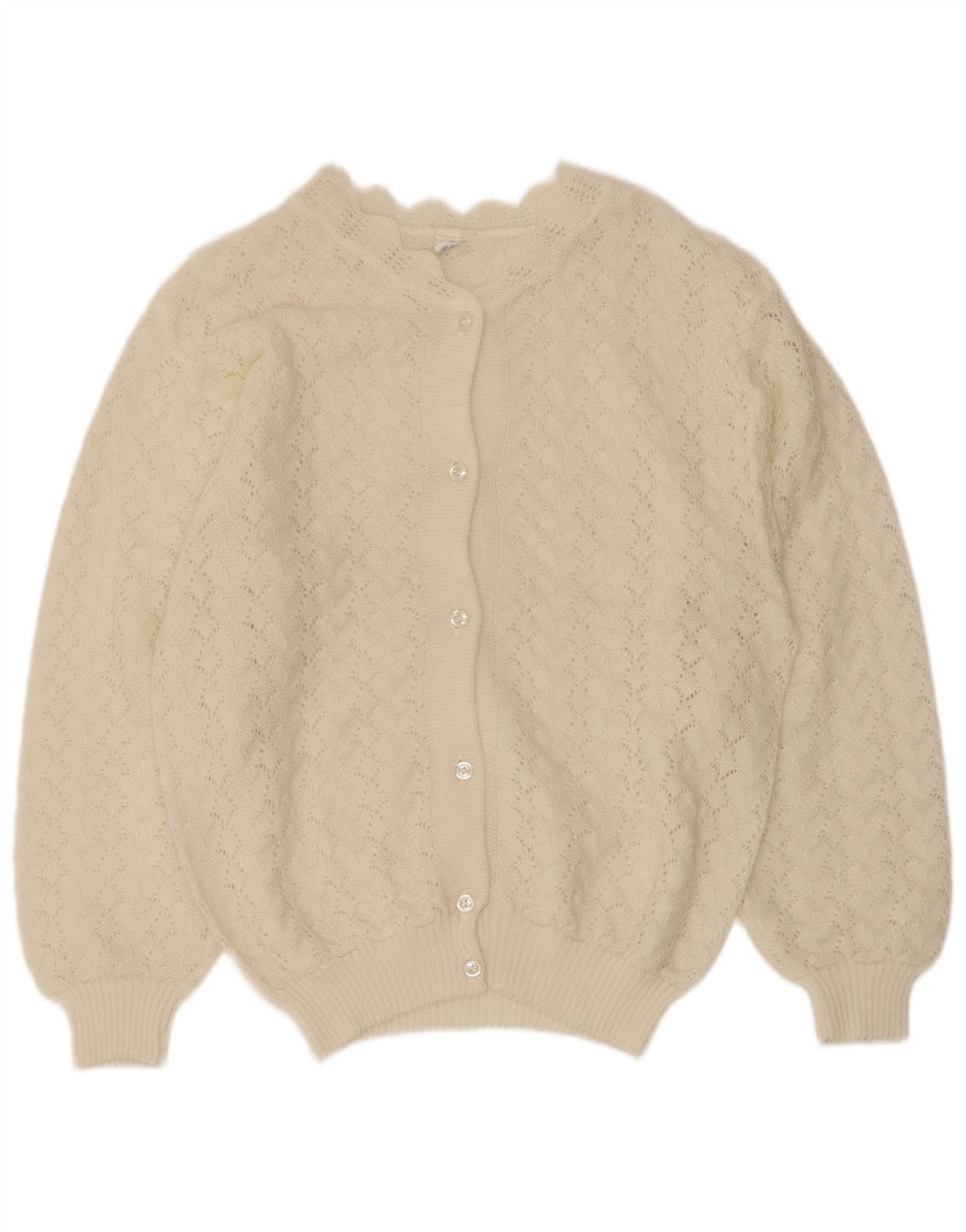 Sweter damski w stylu vintage, UK 16, duży, złamany biały, poliakryl
