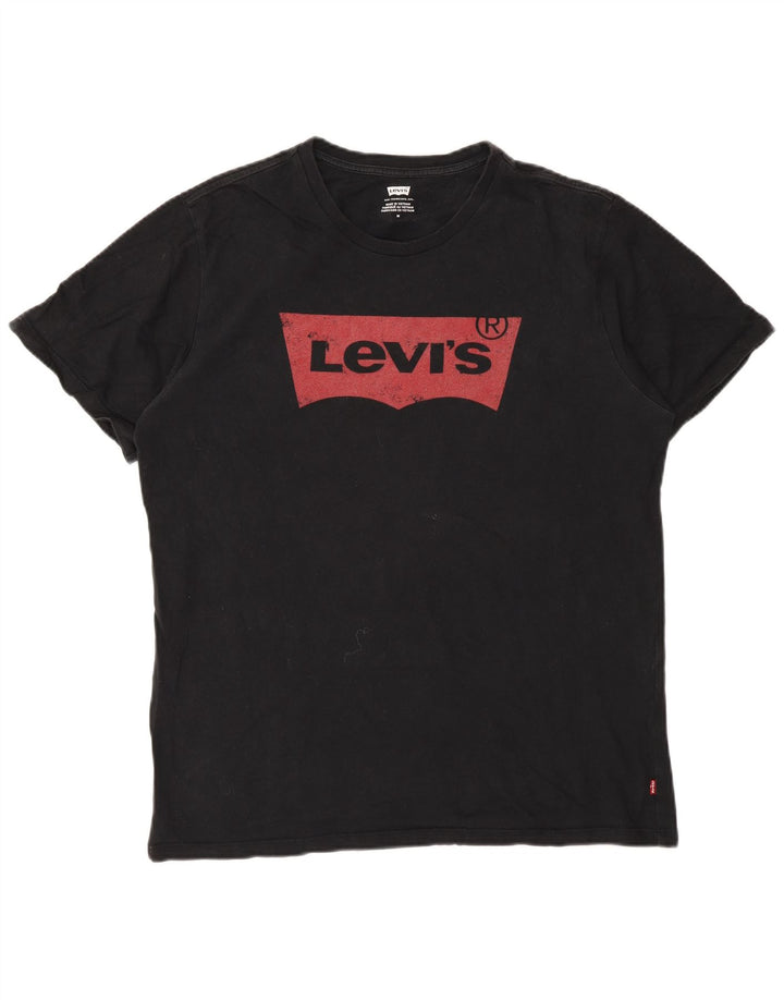 Męska koszulka z grafiką Levi's, średnia czarna bawełna