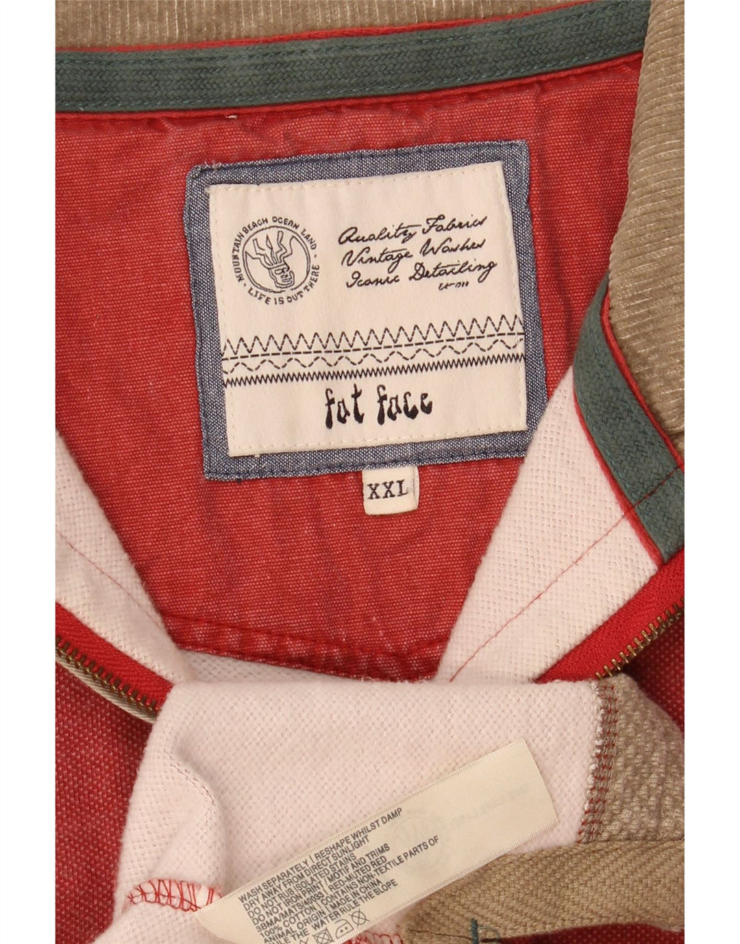Męska bluza z zamkiem błyskawicznym Fat Face, 2XL, czerwona bawełna