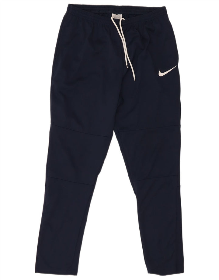 NIKE Mens Dri Fit Tracksuit Trousers Large  Navy Blue Polyester