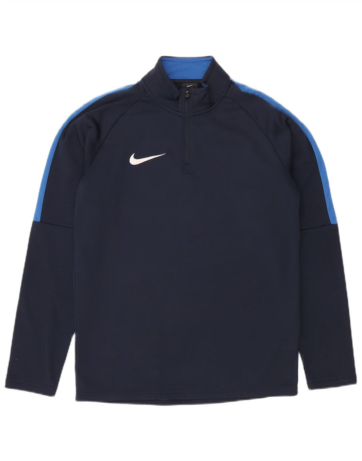 Męski dres NIKE Dri Fit z pulowerem, mały, granatowy, z blokami kolorów