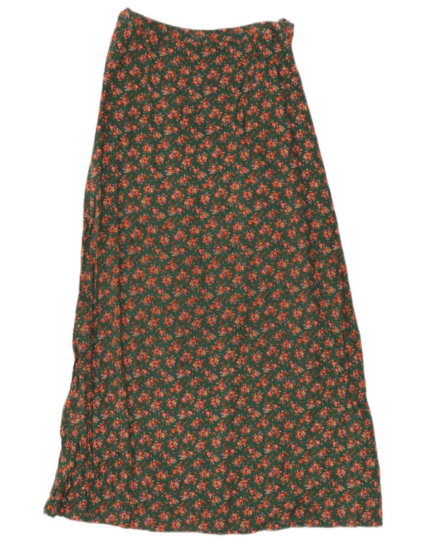 Vintage damska spódnica maxi W26 mała zielona w kwiaty