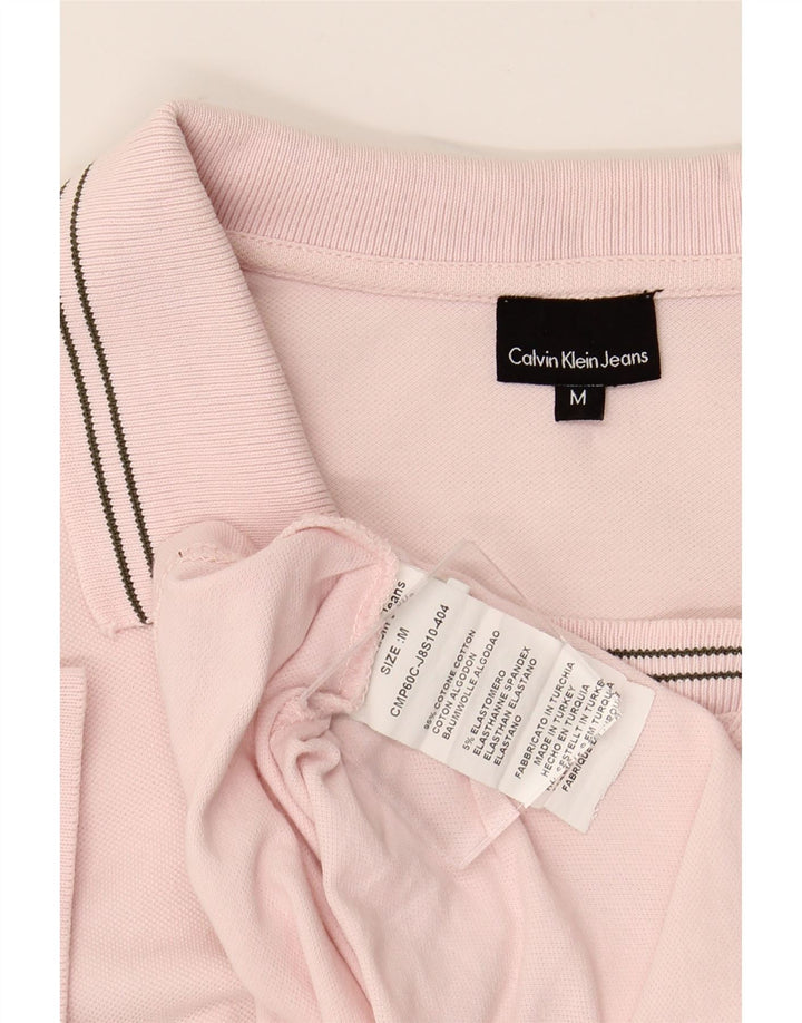 Męska koszulka polo CALVIN KLEIN JEANS z grafiką, średnioróżowa, bawełniana