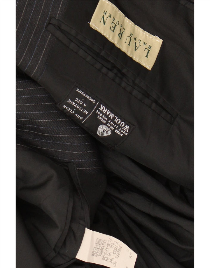 Ralph Lauren Męska marynarka zapinana na 2 guziki UK 42 XL Czarna wełniana w prążki