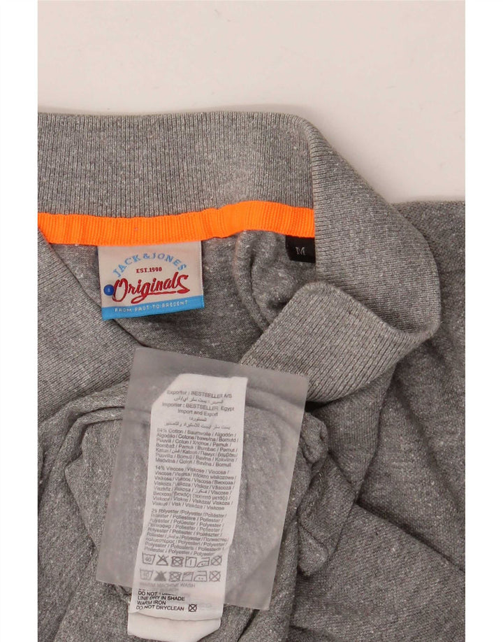Męska koszulka polo Jack & Jones z grafiką, średnioszara, bawełniana w plamki