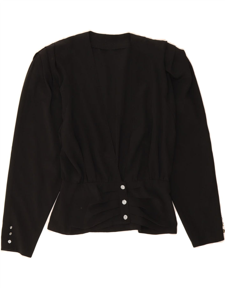 VINTAGE Womens Cardigan Top UK 14 Medium Black Vintage Vintage and Second-Hand Vintage from Messina Hembry 