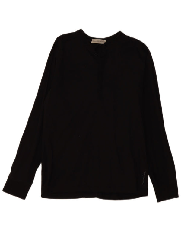 Top damski Calvin Klein Jeans z długim rękawem, UK 12, średni czarny, bawełniany