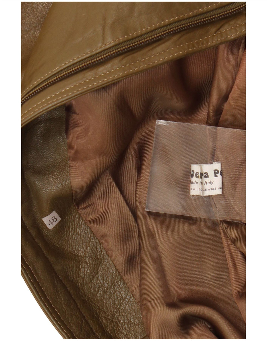 Vintage męska kurtka skórzana IT 48 średniej wielkości zielona skóra