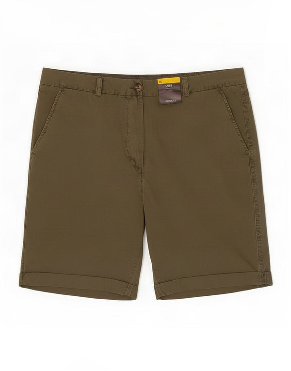 Marks & Spencer Damskie spodenki Chino UK 16, duże, W34, bawełna khaki